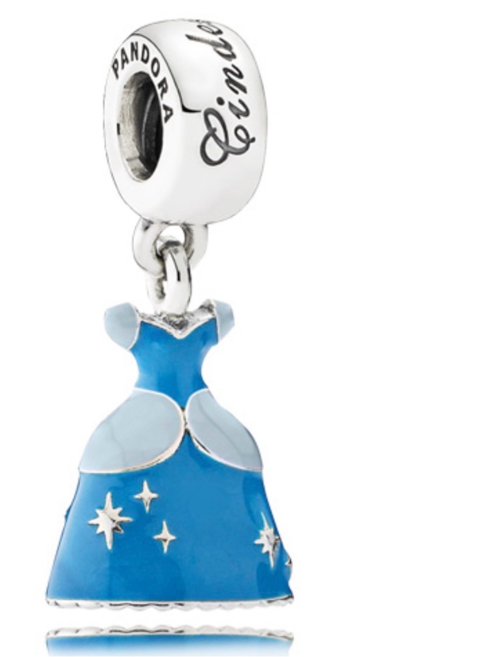 Pandora Blue Enamel Princess Dress Dangle Charm with Light Blue Accents